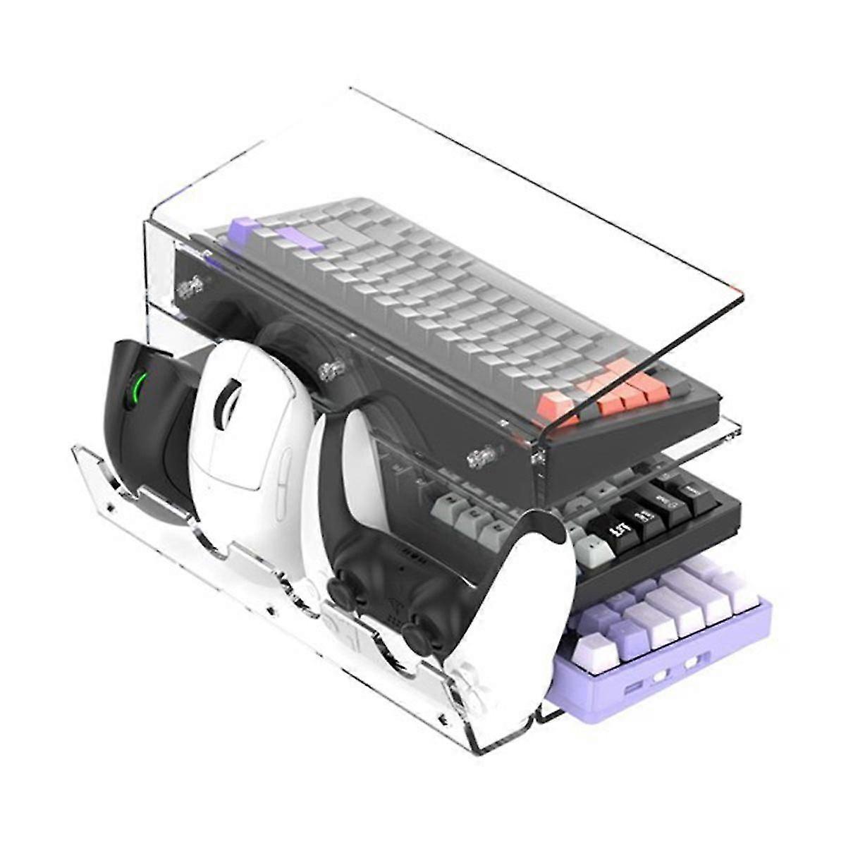 Multifunctional Desktop Acrylic Tablet Holder compatible Computer Keyboard and Mouse Storage Stand