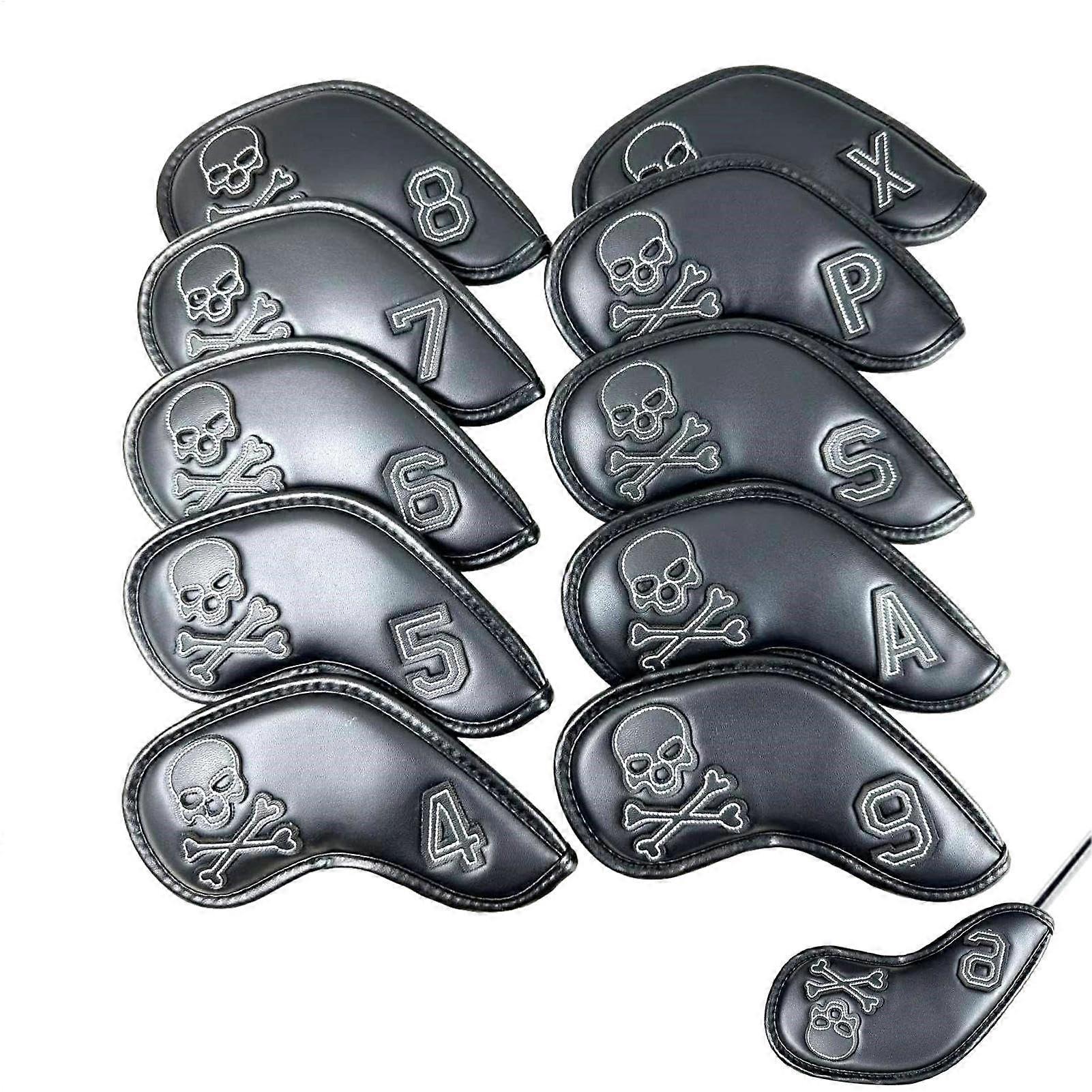 Skull Pattern Waterproof PU Leather Golf Club Head Covers with Impact Damage Protection