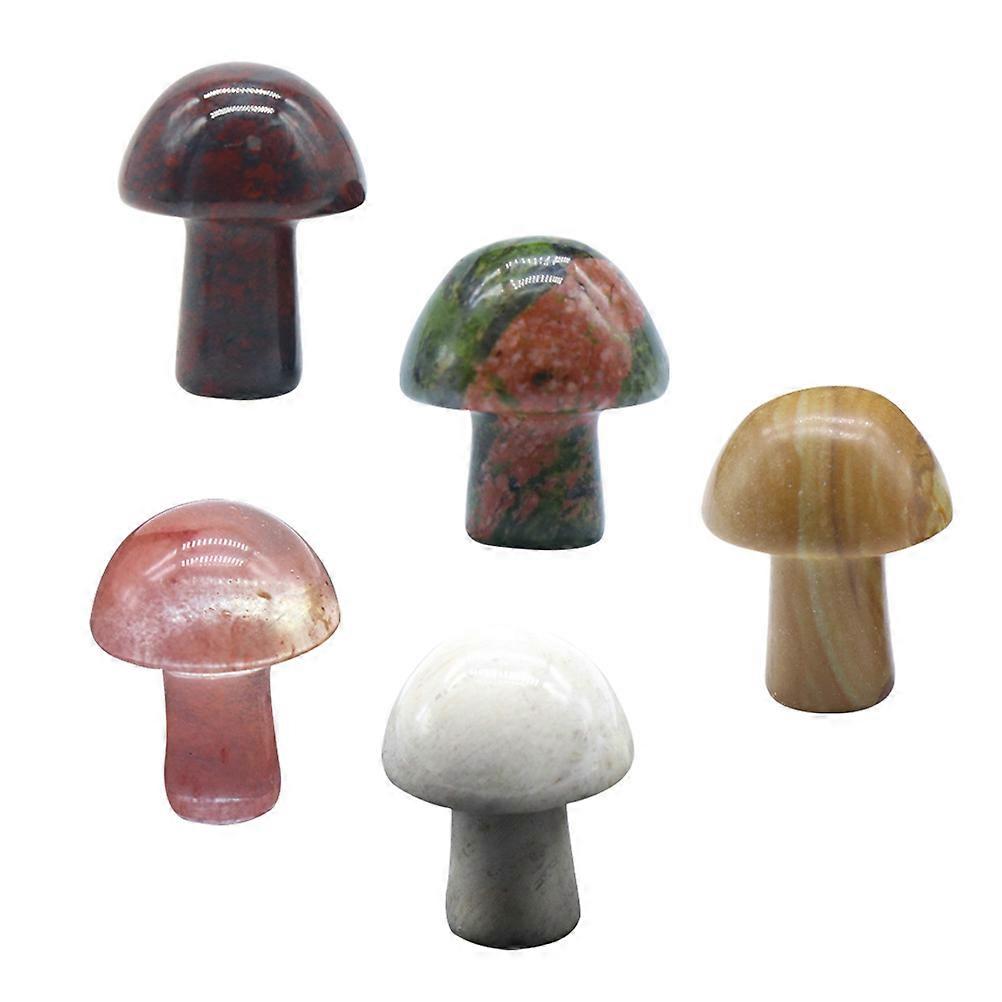 Mini Mushroom Ornaments for Decor Featuring Crystal Material 5Pcs Set