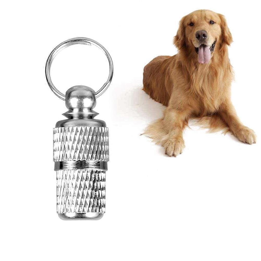 Cat Id Tube Storage Tag for Pet Collar with Ring 2Pcs Silver