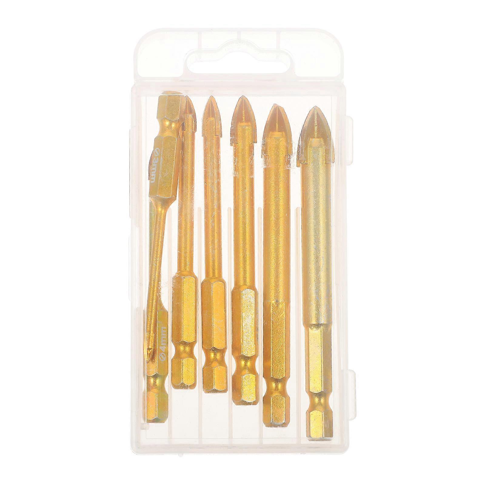 Glass Drilling Cross Bits Tile Drill Bits for 7Pcs Set Golden