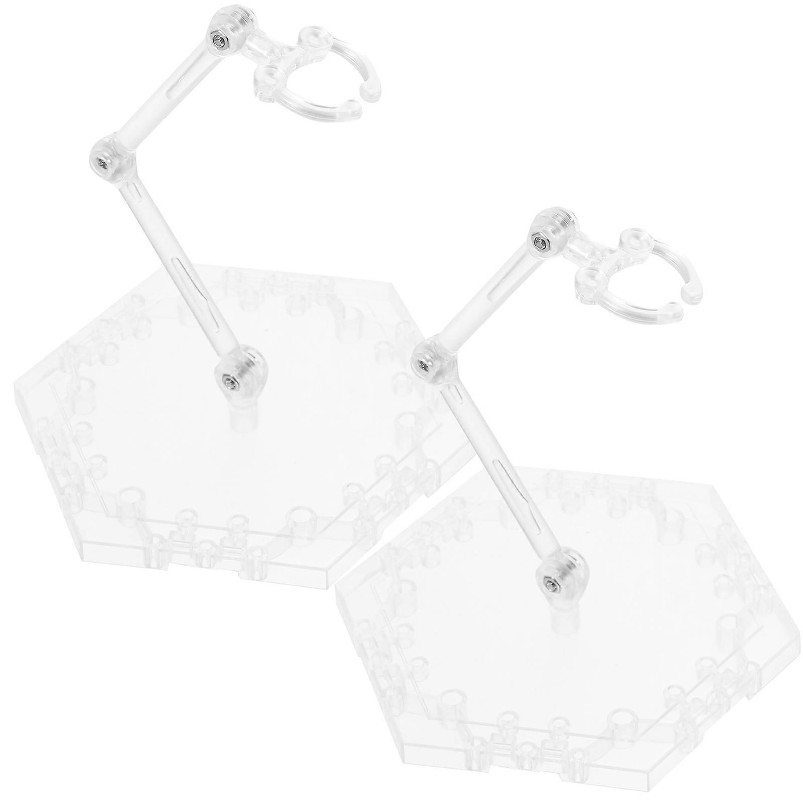 Transparent PVC Action Figure Display Stand Adjustable Holder 2Pcs Set