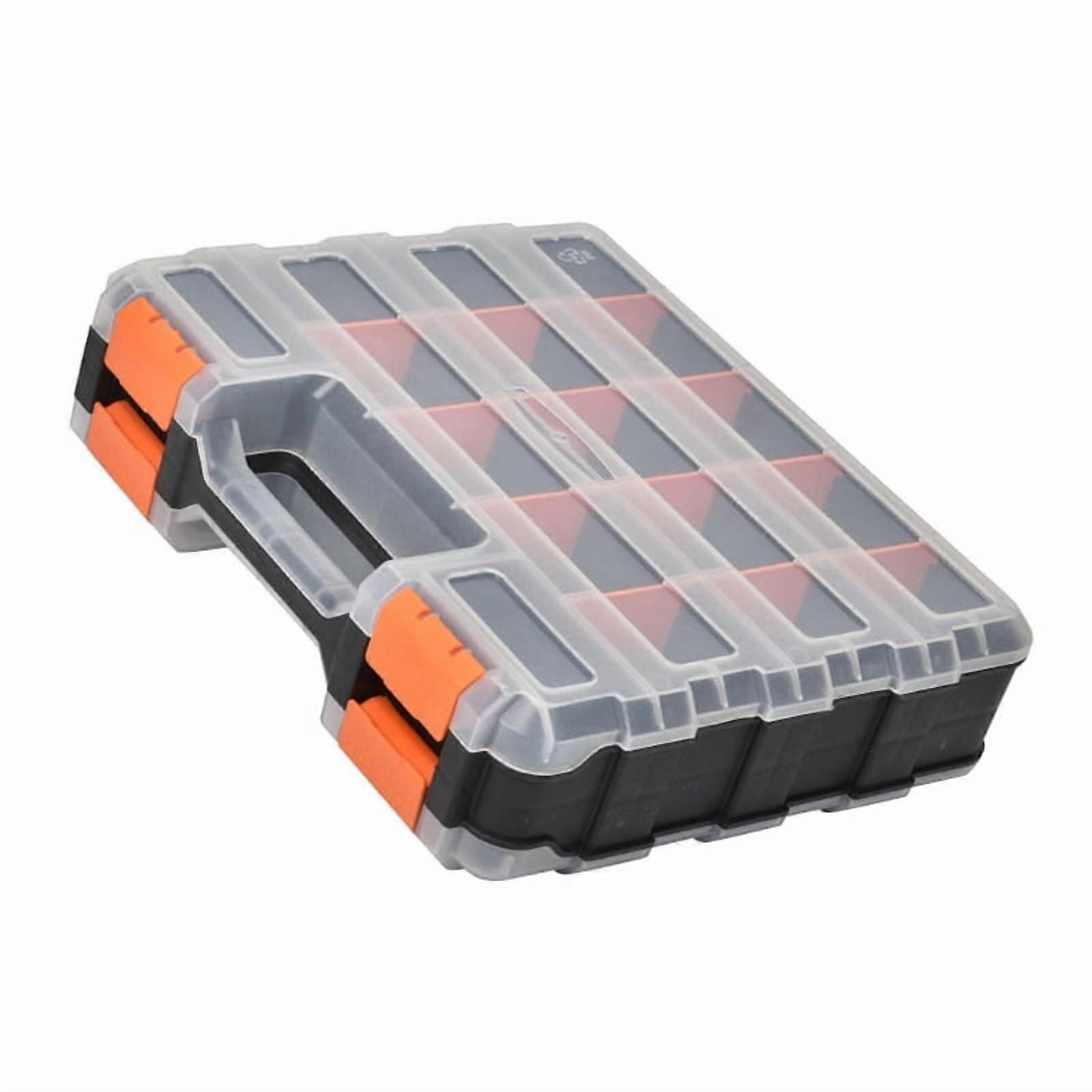 Plastic Sorting Box with Compartments Double Side Tools Box Tool Part Container Bin with Lid Display Storage Case