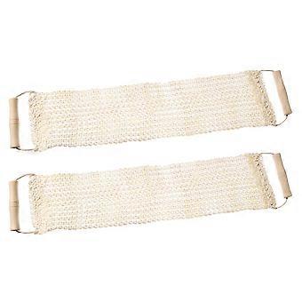 Sisal Bath Back Scrubber for Deep Cleaning with Wooden Handles 2Pcs