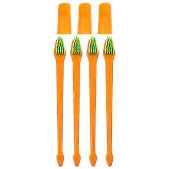 Pet Toothbrush Dog Tooth Care Brush for Cleaning 2Sets Orange PP Material