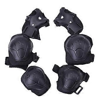 6pcs Kind Kinder Rollschuhlaufen Skateboard Radfahren Knie Ellbogen Handgelenk Polster Schutz Schutzausrüstung ohne Helm (Größe S Schwarz)