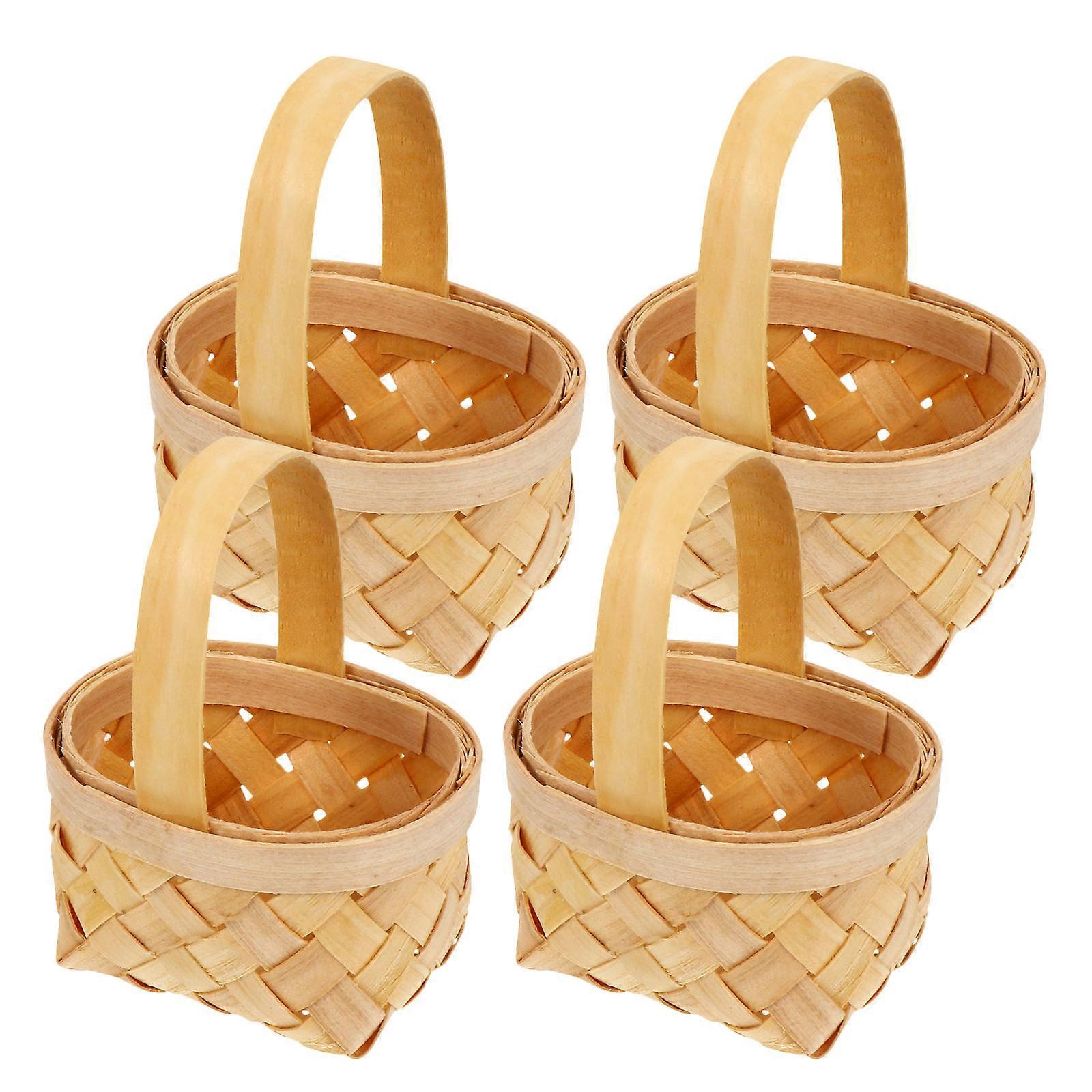 4pcs Simple Hand-woven Baskets Pretty Flower Baskets Practical Gift Baskets