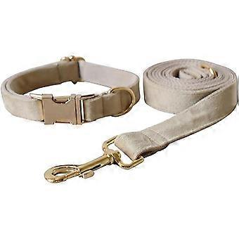 Dog Collar and Leash SetSoft & Comfy Velvet Dog Collar and Leash with Heavy Duty Metal Buckle and D-Ring Adjustable Collars for Small Medium Large Dog