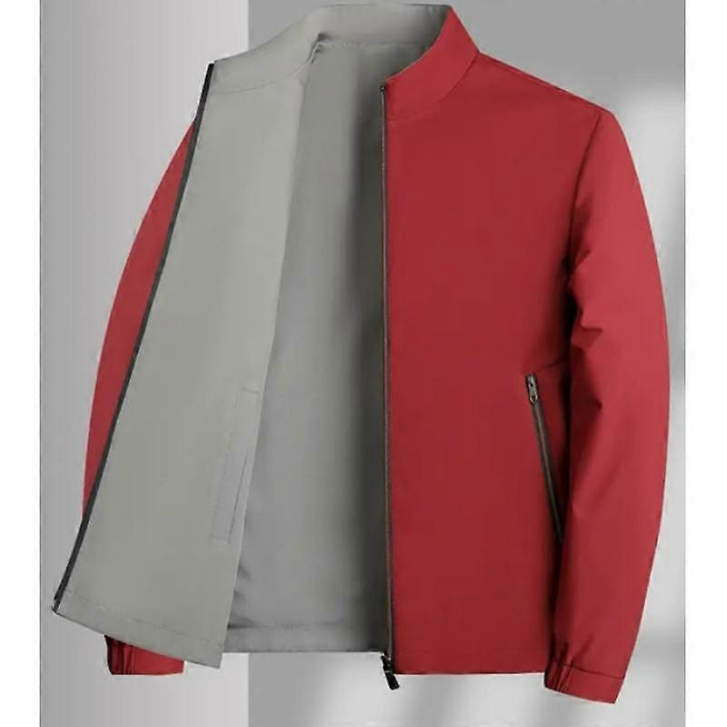 Men's Spring Lightweight Stand Collar Jacket Solid Color Simple Business Outerwear
