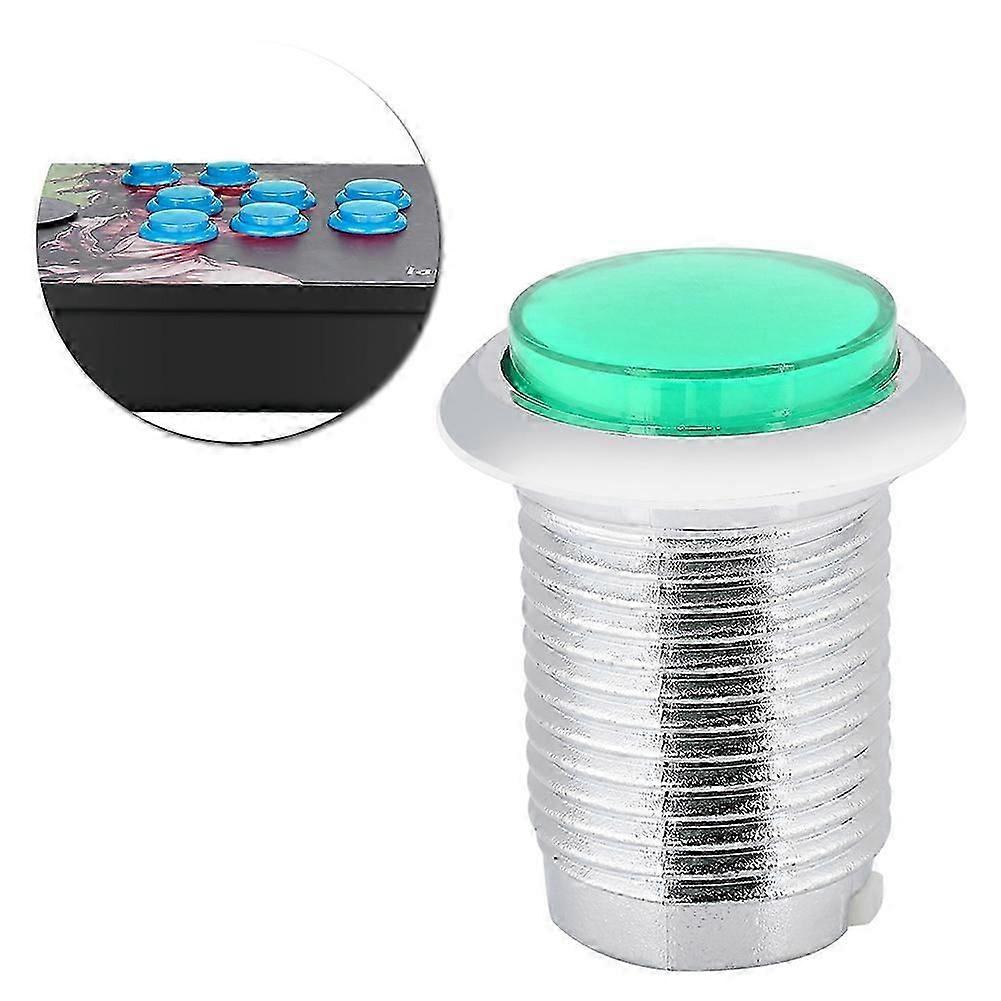 32mm Game Machine Small Round Plating Button Replacement With Light(Green)