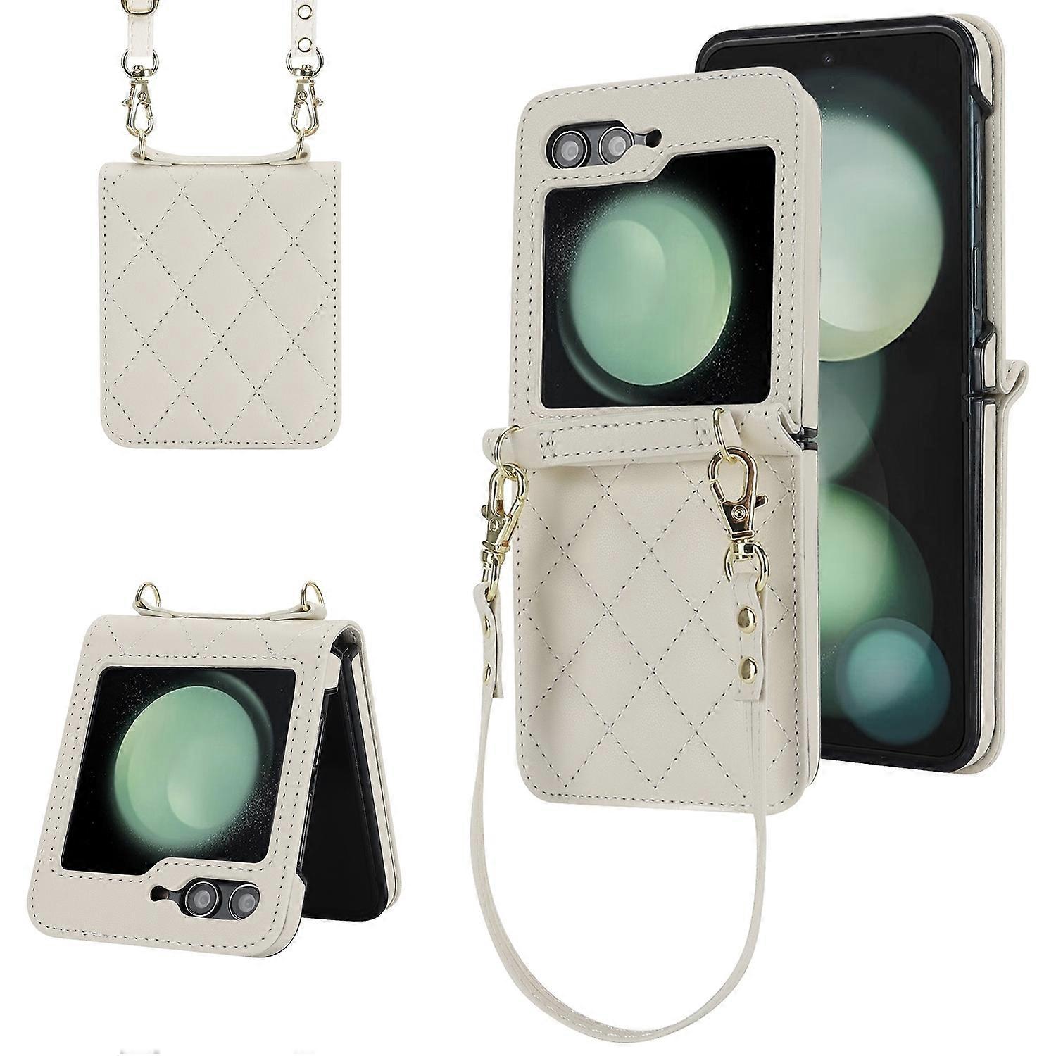 Case for Samsung Galaxy Z Flip7 FE / Flip6 5G, Rhombus Texture, Lanyards