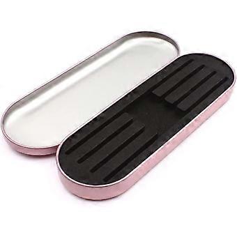 Extensions False Eyelash Tweezer Storage Box Iron Material Beauty Eyelash Tweezer Tool Box Tool Kit Clip Protection Box (2pcs, Pink + Silver)