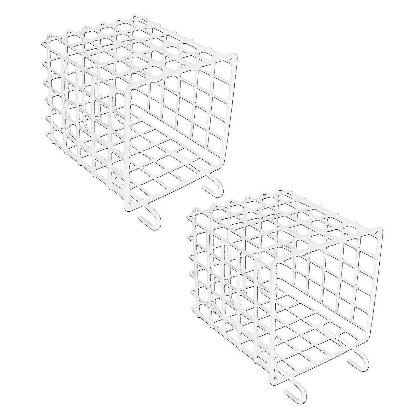 2-Pack White Iron Square Baskets with Double Hook for Efficient Storage