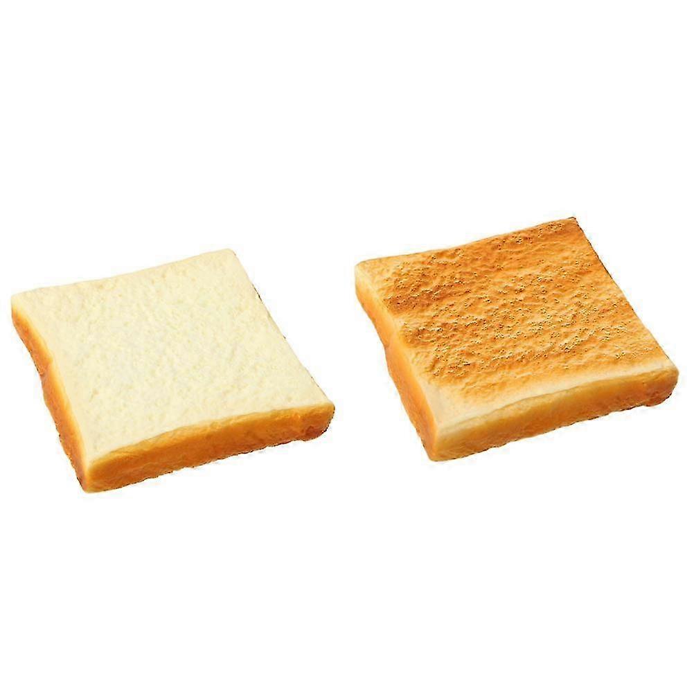 2 Pcs Simulated Bread Adornments Toast Model Ornaments Creative Bread Model Decor