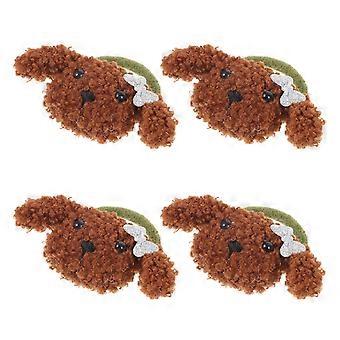 Pet Hairband Dog Hair Ties with Cloth Material 4Pcs Coffee Color