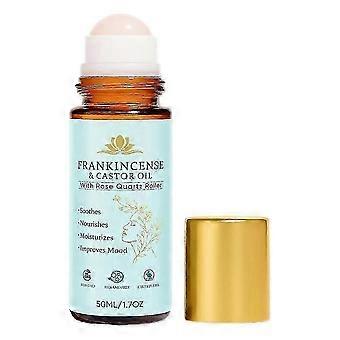 Weihrauch-Rizinusöl-Roll-on mit Rosenquarz – Hautstraffendes Gesichts- und Halsöl, Bio, Anti-Aging, Feuchtigkeitsspendend