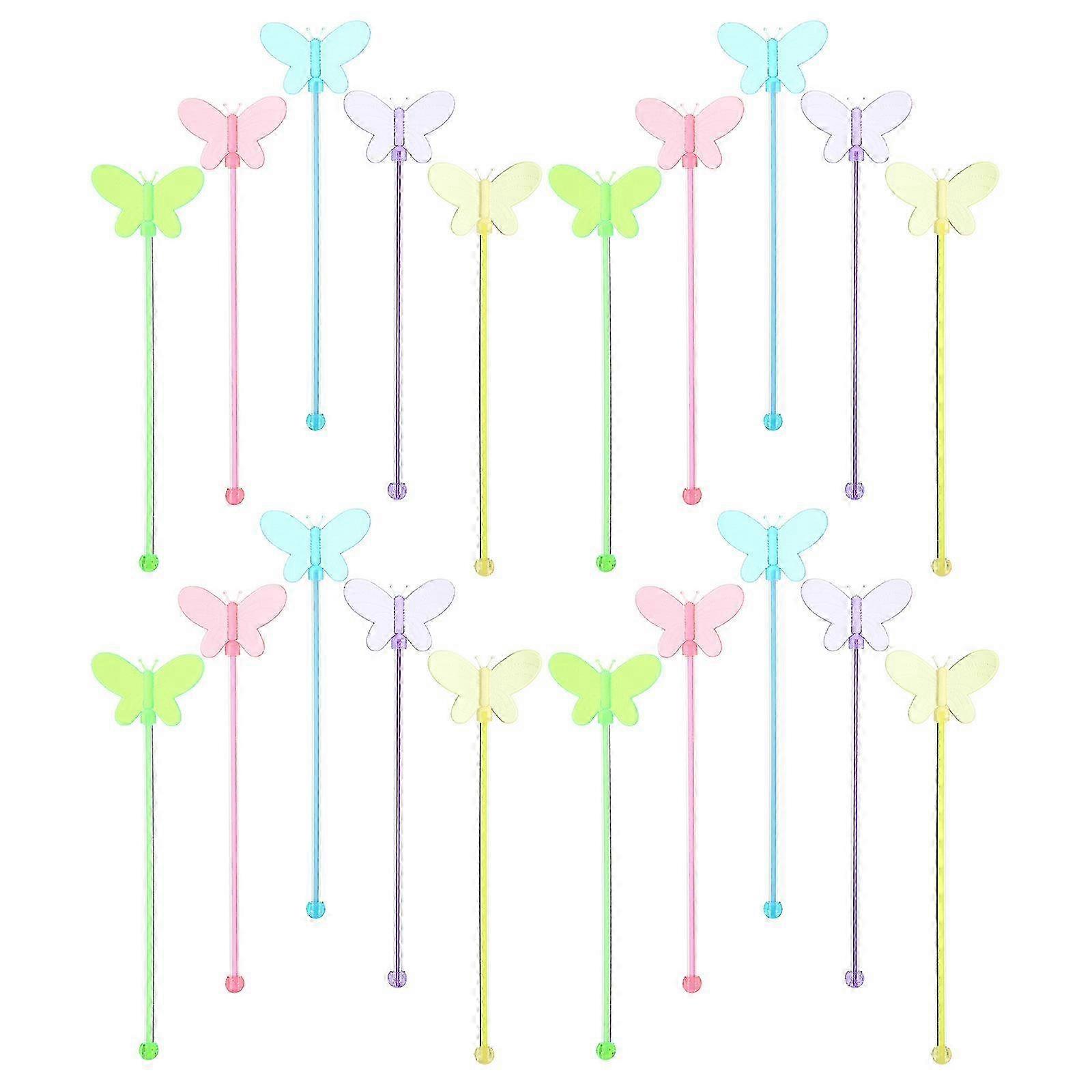 Butterfly Stirring Stick for Mixing Drinks 25Pcs Acrylic Random