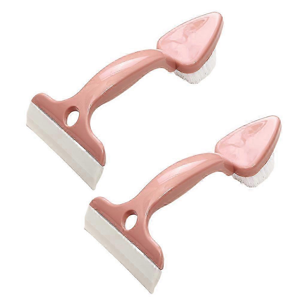 Bathroom Floor Tile Cleaning Brush Double-Headed Tool 4Pcs Pink