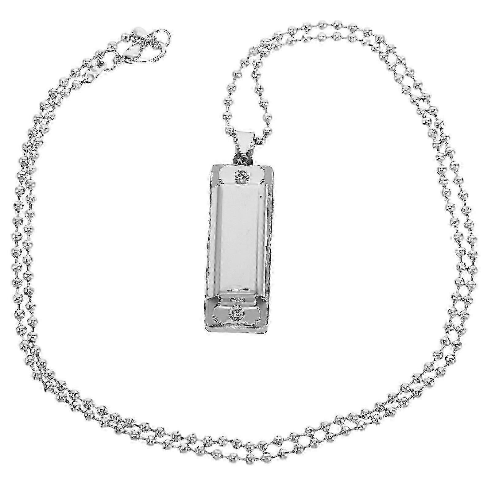 Miniature Harmonica Necklace Pendant with Sound Producing Function Silver