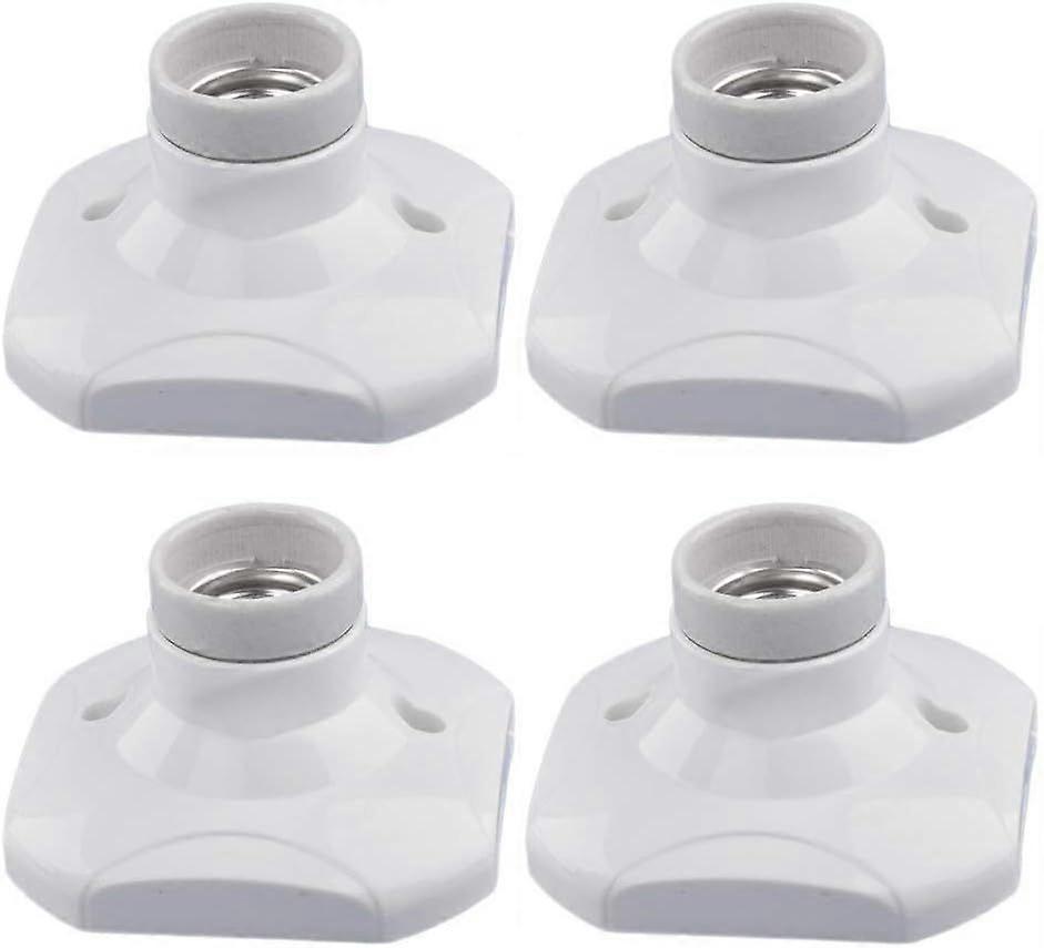 E27 LED Bulb Socket, E27 Ceramic Socket and Plastic Base, E27 Wall Socket, White E27 Socket with Ring for Hallway/Ceiling/Balcony Lighting, Pack of