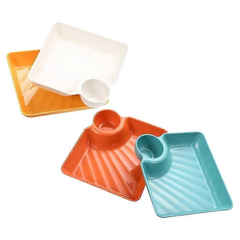 Restaurant Plates Square Dessert Snack Assorted Color Pp Material for Serving 4Pcs