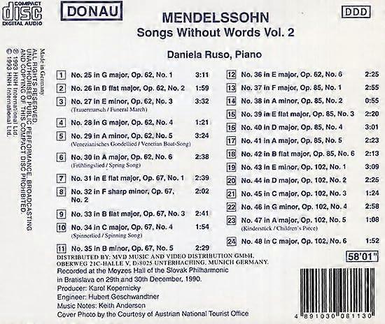 Mendelssohn - Songs Without Words Vol.2 [CD]