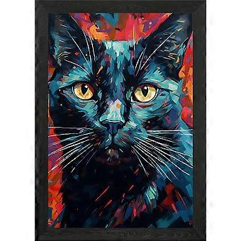 Black Colorful Cat Jigsaw Puzzle FSX-746
