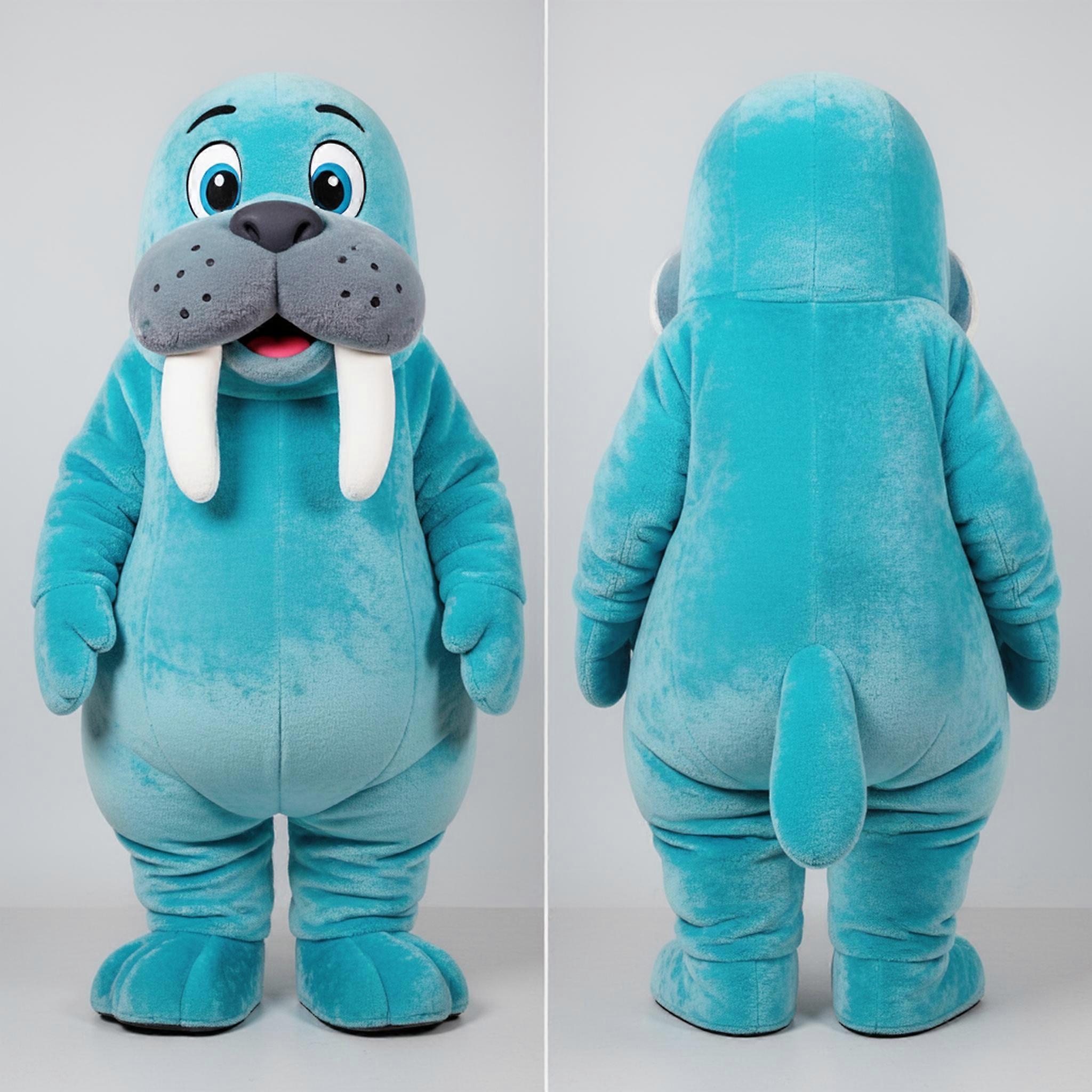 MASTICOT Cyan Cartoon Walrus Mascot
