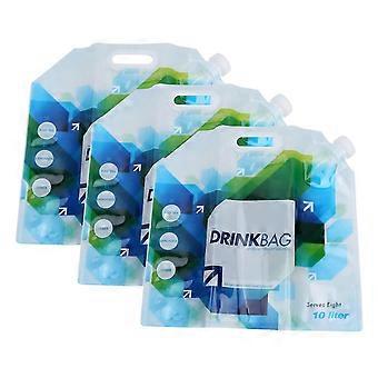 3-Pack 10L Folding Water Bag Portable Water Carrier for Outdoor Camping Hiking
