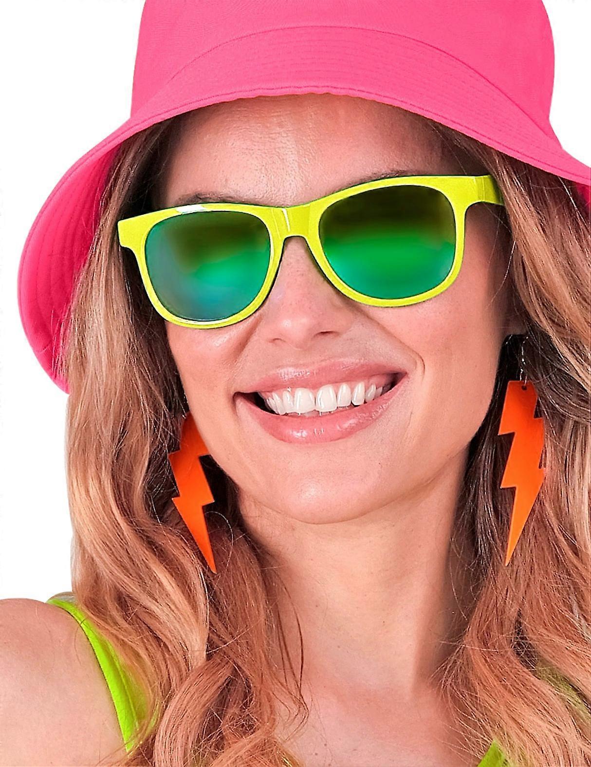 Neon orange lightning bolt earrings