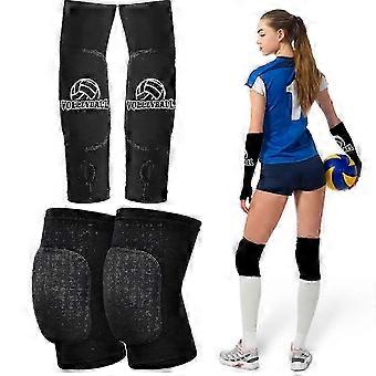 Volleyball Knee Pads And Volleyball Arm Sleeves, Volleyball Accessories Gear With High Protection Pad Volleyball Kneepads Thumb Hole Arm Sleeves_RxA