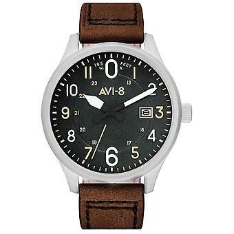Hawker hurricane Miesten japanilainen kvartsi analoginen kello lehmännahkarannekkeella AV-4053-0B