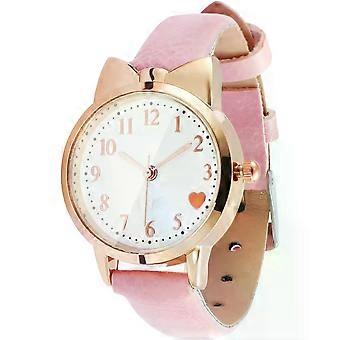 Orologio da polso al quarzo per bambini, orologio analogico da polso per ragazze, orologi da donna con cinturino in pelle, con tre lancette, orologi didattici per bambini e adolescenti, adatti a bambini di circa 4 anni.