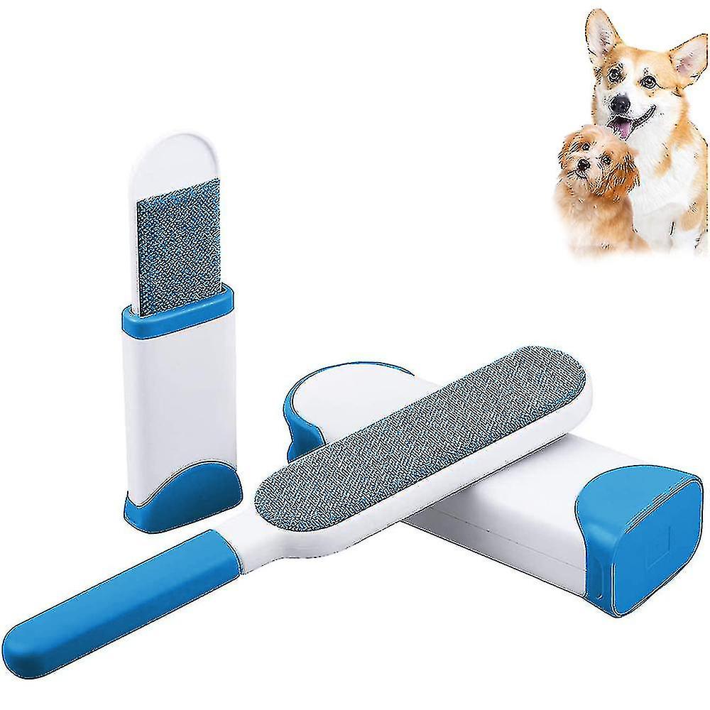 Pet Hair Remover Lint Brush With Self-cleaning Base,double-sided Cat Dog Fur Lint Removal
