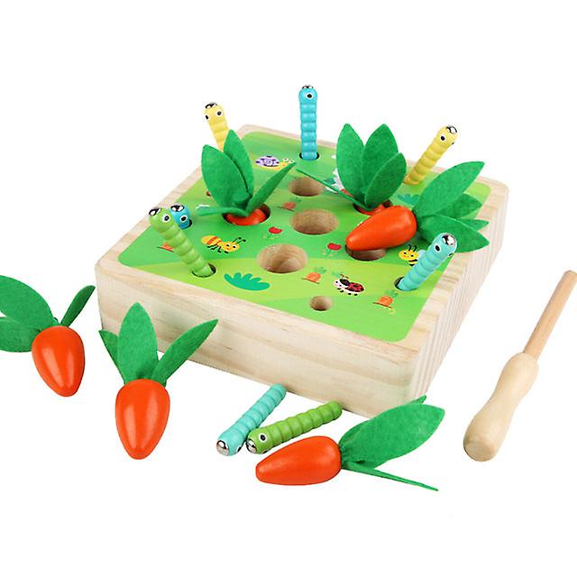 Radish Bug Game Wooden Magnetic Carrot Harvest And Crawler Catch Game Parent-child Intercation Baby Educational Toys For Kids