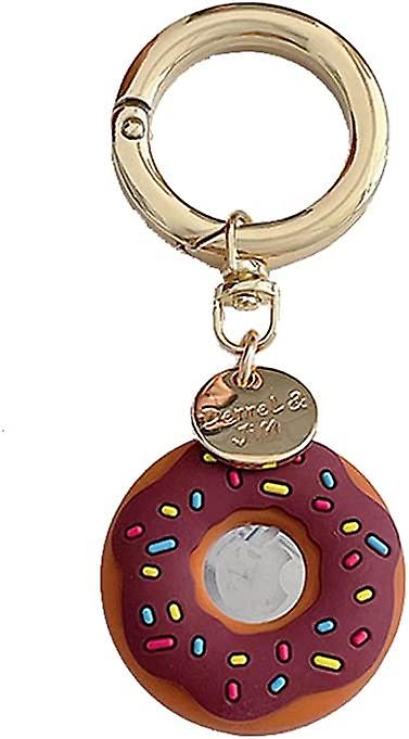 Capa de Silicone para Sobremesa de Donuts de Chocolate Fofo de Moda 3D para Apple Airtag Caso com Suporte de Anel de Chaveiro Capa Protetora Anti-Perdida à Prova de Choque para Airt