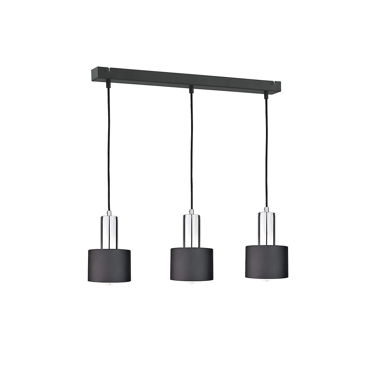 Luce Bar Pendant Ceiling Light Black, Silver, 60cm, 3x E27