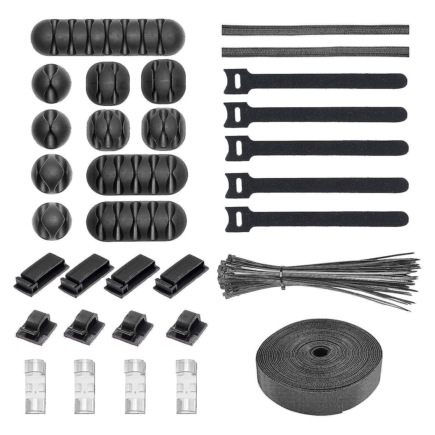131pcs Cord Organizer Kit, Adhesive Cable Clip Holders,fastening , Loop Cable Straps