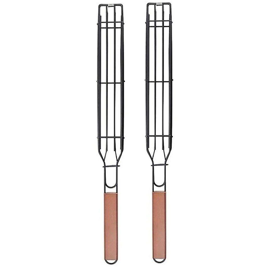 Pair Of Easy Kebab Bbq Grilling Baskets Barbecue Tools