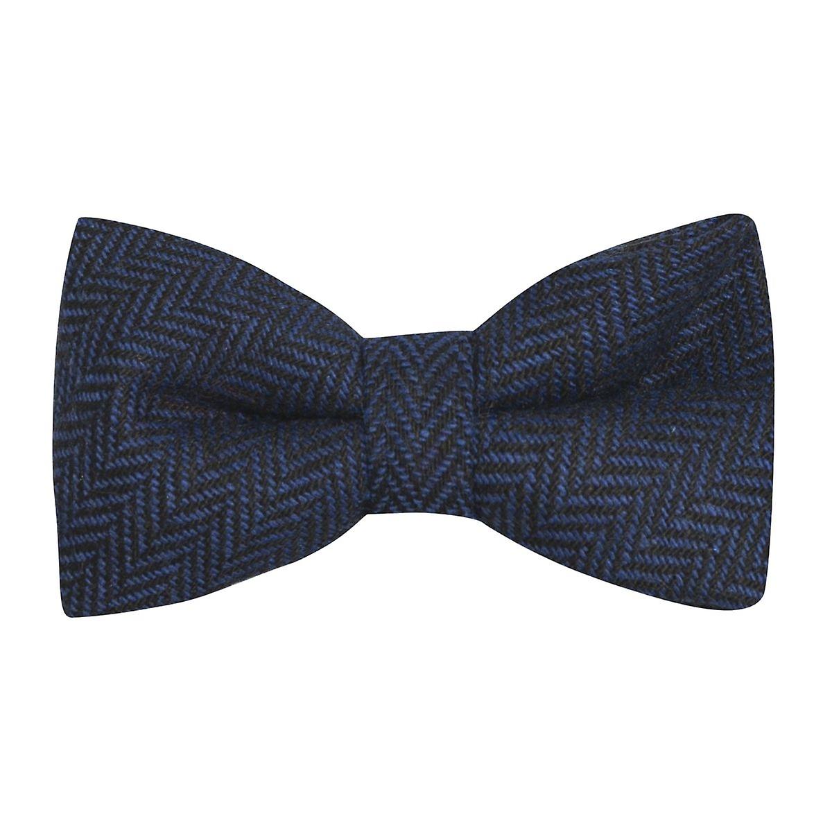 Midnight Blue &amp; Black Herringbone Bow Tie