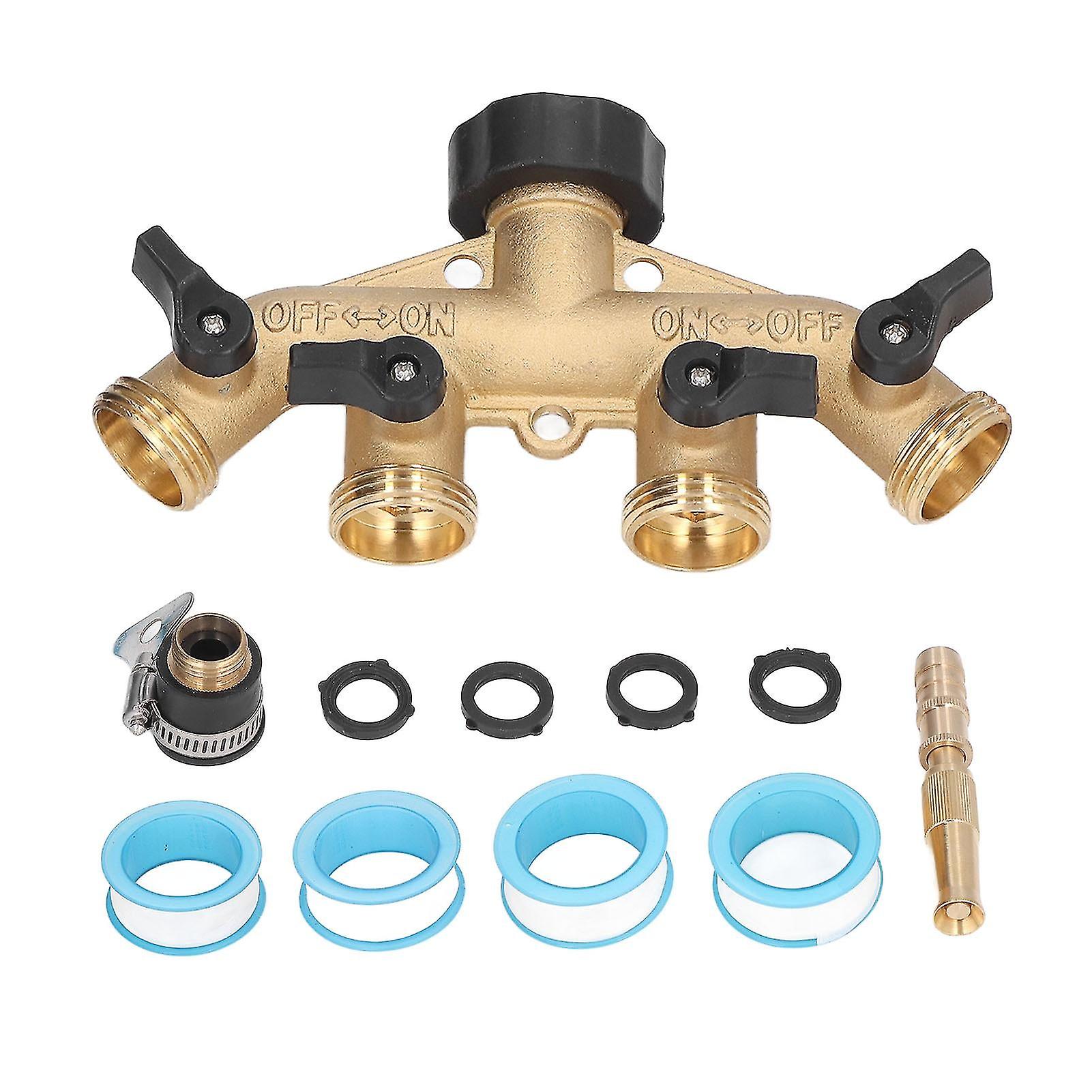 3/4In Hose Faucet Manifold Splitter 4 Way Brass Pipe Split Connector Garden Hose Distributorus Standard