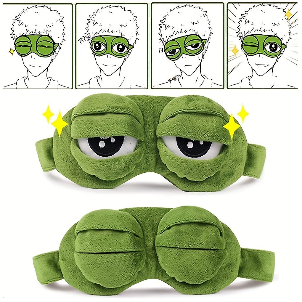 1pc Cute Frog Sleep Eye Mask Funny Soft Comfy 3d Blindfold For Sleeping Travel Nap Rest Halloween Gift