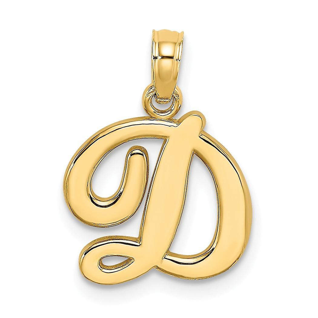 14k Gold D Script Letter Name Personalized Monogram Initial High Polish Charm 17.08x13.2mm Wide 1.05mm Thick Pendant Nec