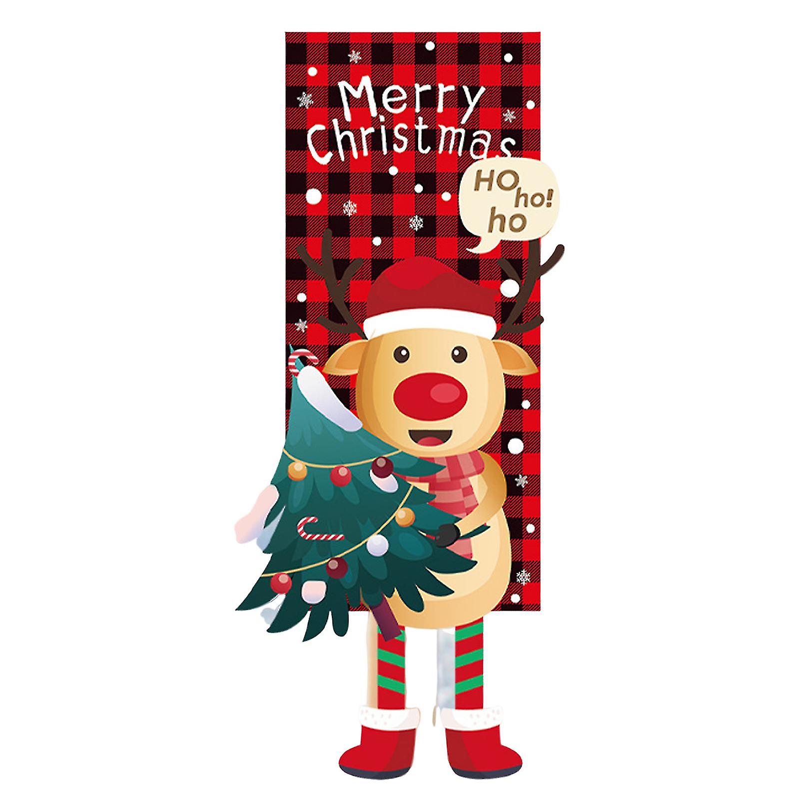 Christmas Hanging Flag Banner With Clear Patterns Bright Colors Create Atmosphere Eye-catching Christmas Door Decoration