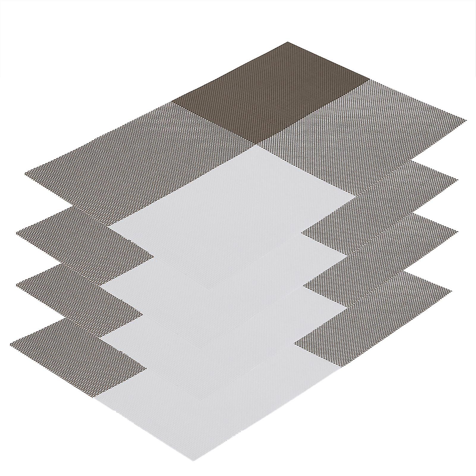 4pcs Rectangle Table Mats for Dining Table Plaid Pattern PVC Dining Placemat (Coffee)