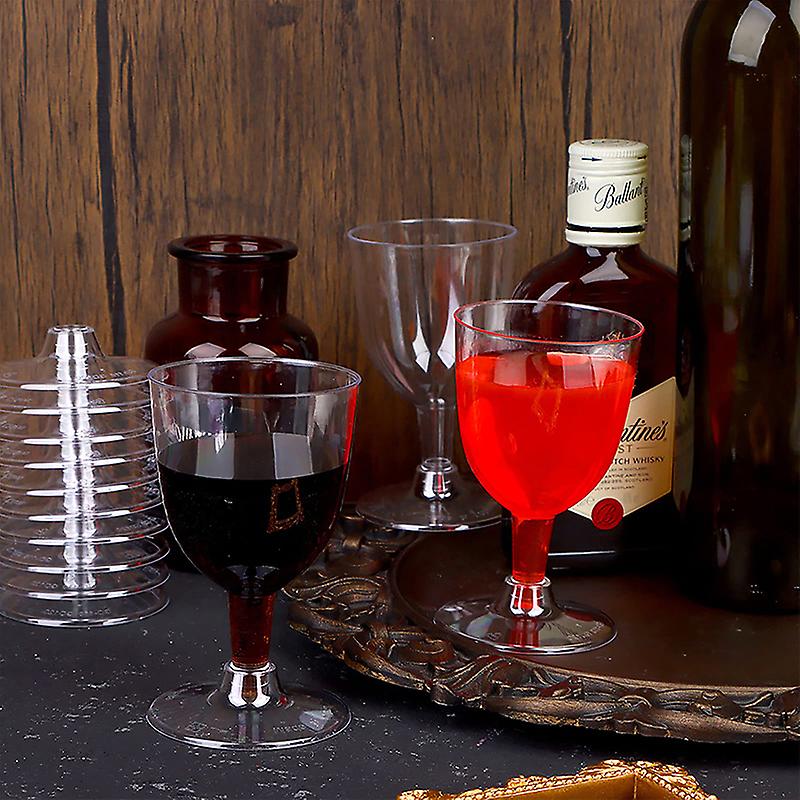 5pcs 170ml Clear Plastic Wine Glass Reusable Cups For Champagne Cocktail Dessert Mousse Beer Pudding Cups For Wedding Party