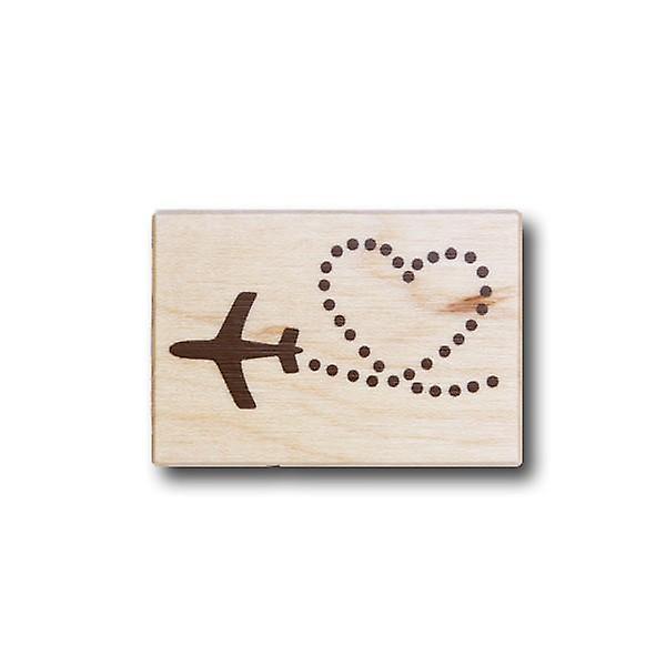 Wooden stamp - Heart & plane