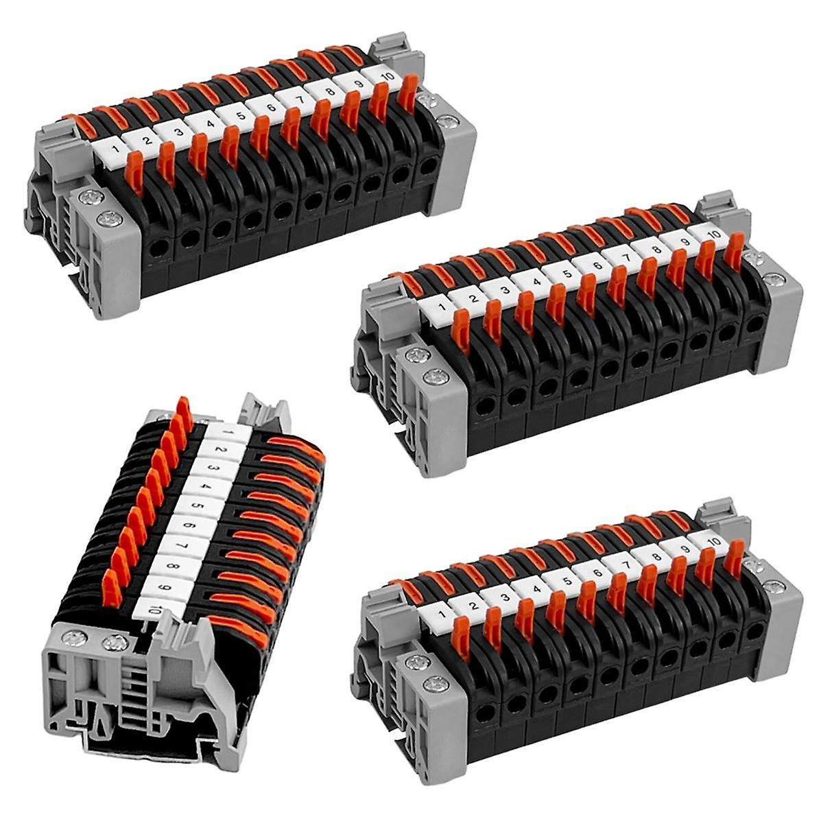 Pack of 40 DIN Rail Terminals,0.08-4 mm -211 DIN Rail Terminals,Black Terminal Block Kit,Electrica