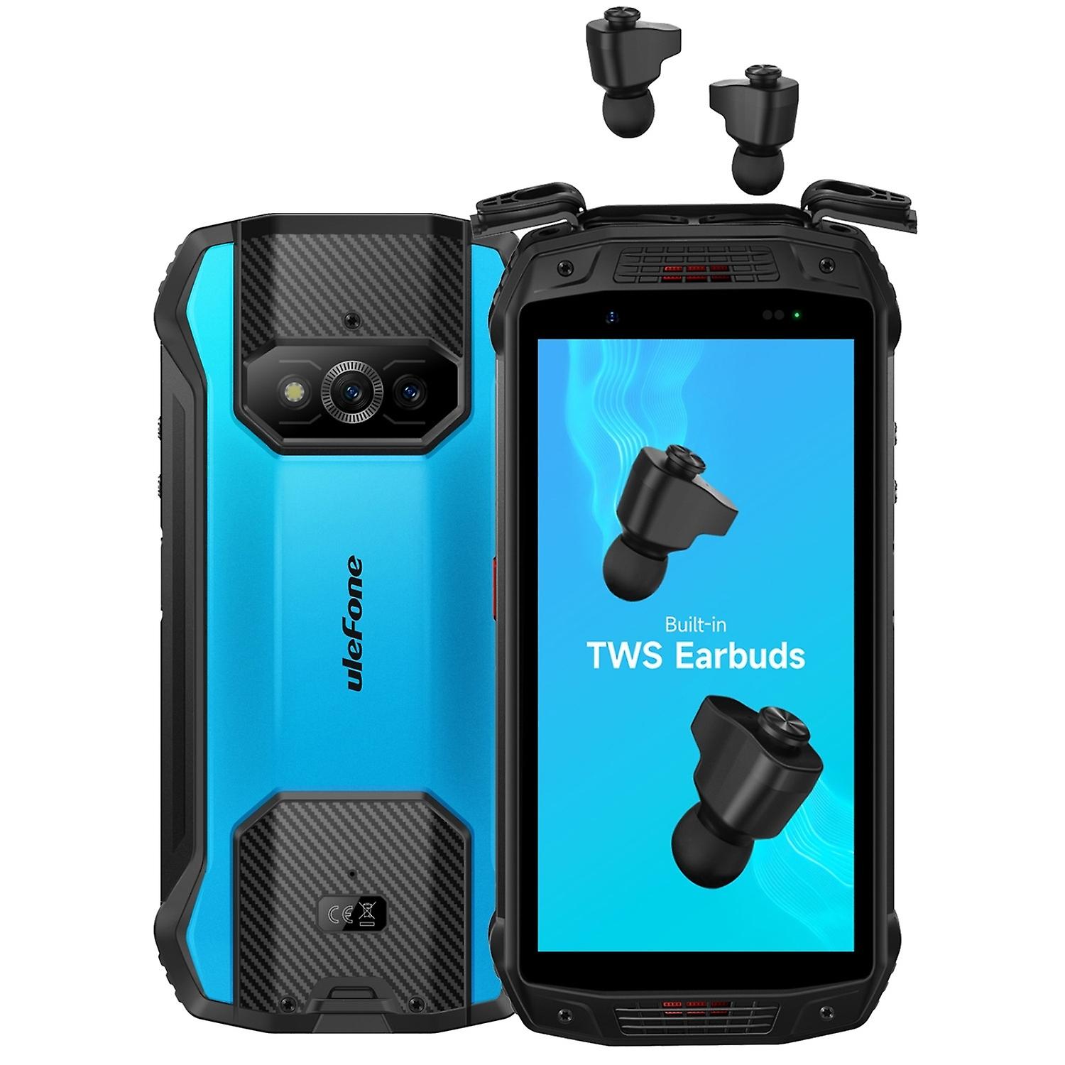 Ulefone Armor 15 Rugged Phone Global 4G 6GB 128GB Buds Inside Side Fingerprint ID Blue