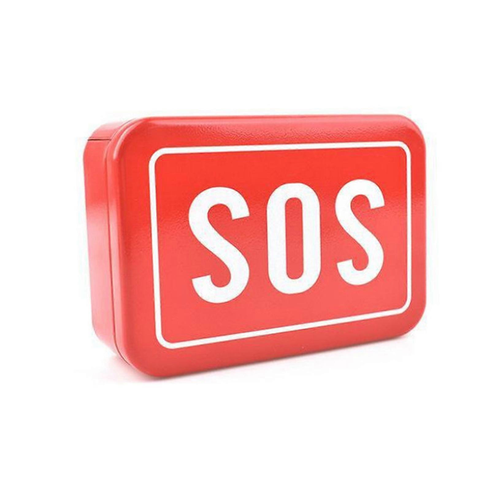 Small Rectangular Empty Box SOS Pattern Outdoor Tools Equipment Iron Storage Box for Camping 